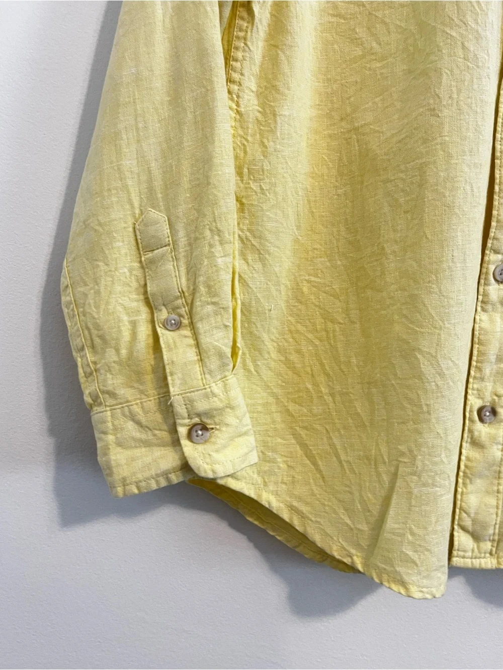 Gymboree Linen Cotton Button Down Shirt Long Sleeve Yellow Boys 12 Classic Prep
